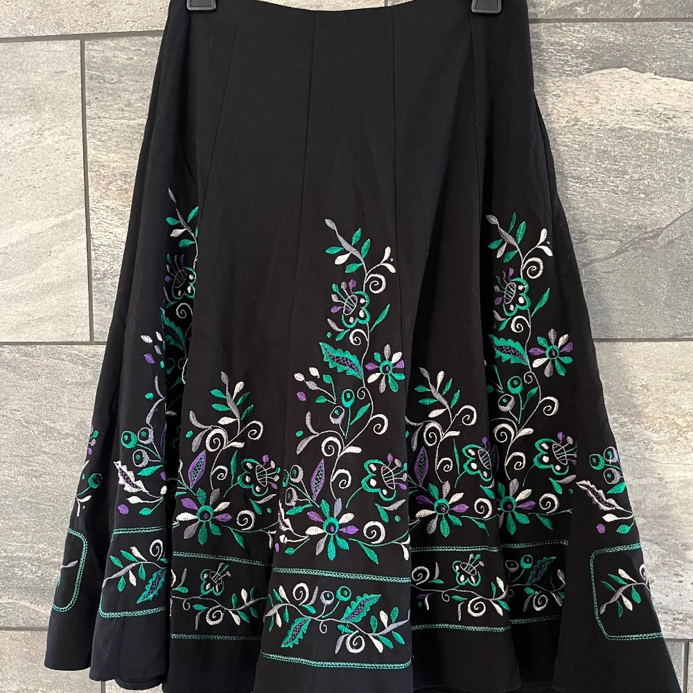 Embroidered Midi Skirt